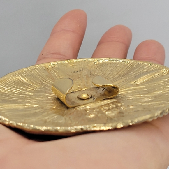 Vintage Signed PEARL 1990  Belt Buckle Round Gold Metal  Enamel - Picture 8 of 9